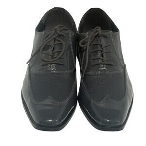 Frederico Leone Manhattan Gray Upper Tuxedo Toe Oxford Mens 9.5M Dress Shoes